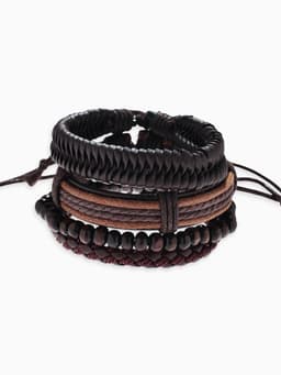 Набор браслетов «Фита», 4 шт. кожа, коричневый, d=7.5 см