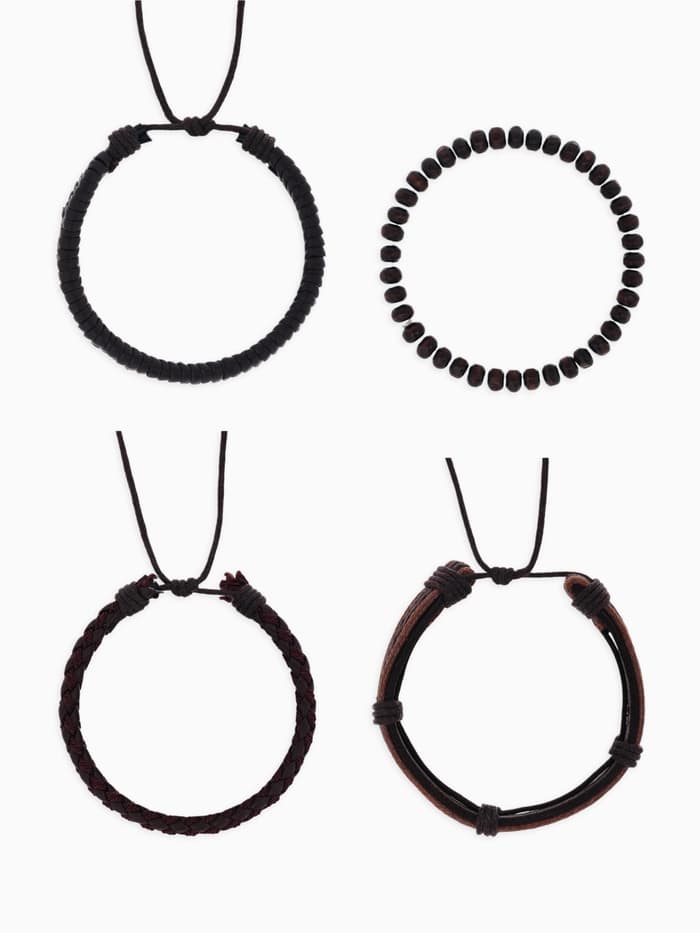 Набор браслетов «Фита», 4 шт. кожа, коричневый, d=7.5 см