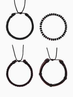 Набор браслетов «Фита», 4 шт. кожа, коричневый, d=7.5 см