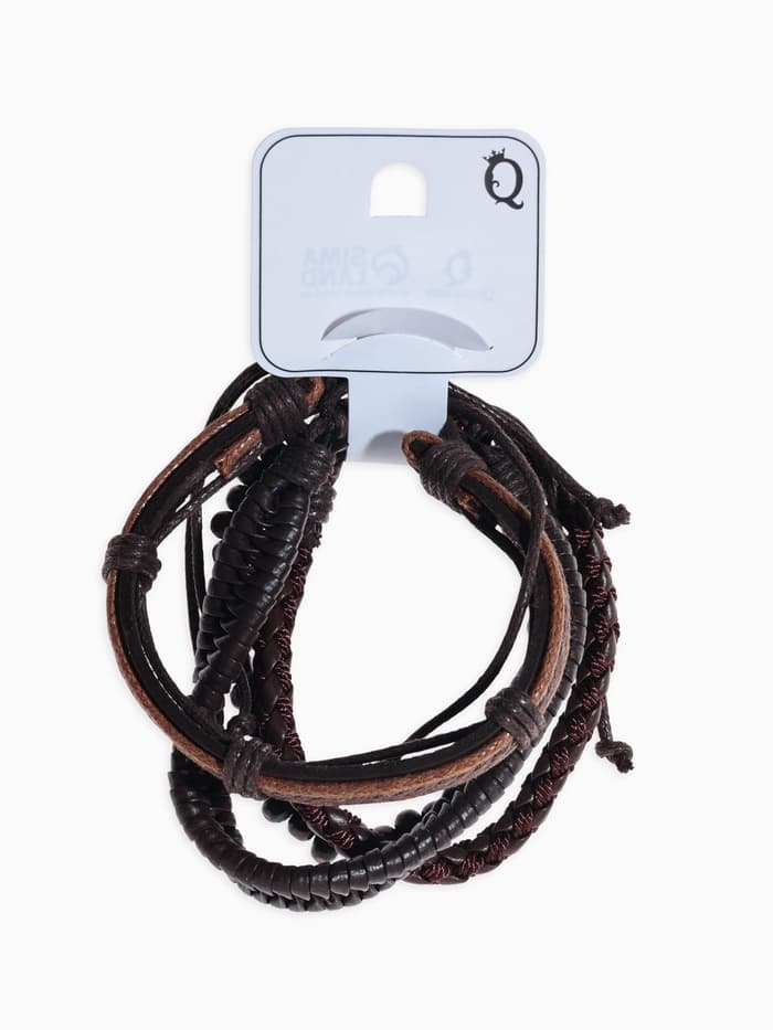 Набор браслетов «Фита», 4 шт. кожа, коричневый, d=7.5 см