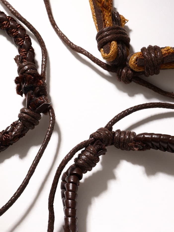 Набор браслетов «Фита», 4 шт. кожа, коричневый, d=7.5 см