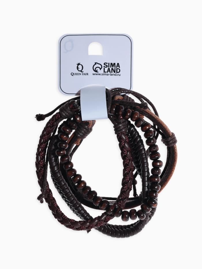Набор браслетов «Фита», 4 шт. кожа, коричневый, d=7.5 см