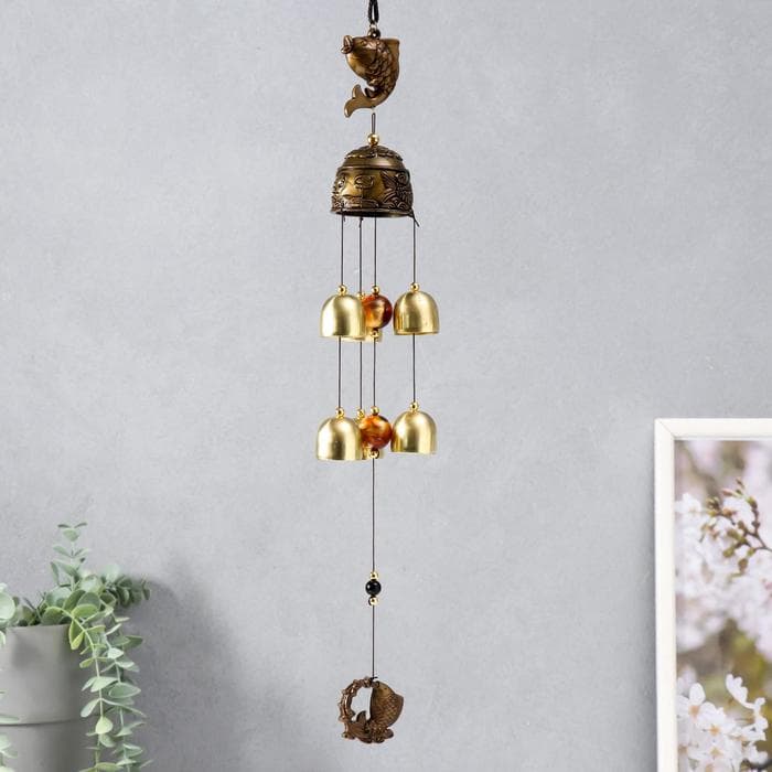 Музыка ветра «Карп», металл, 7 колокольчиков, 46 см, МИКС