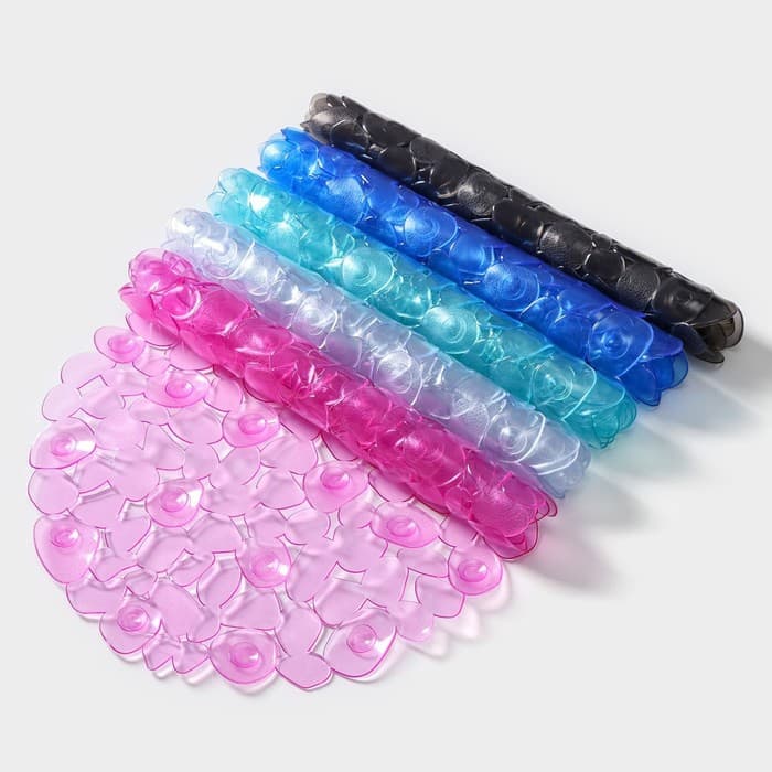 Коврик противоскользящий в ванну на присосках Доляна «Крупная галька», 35×65 см, цвет МИКС