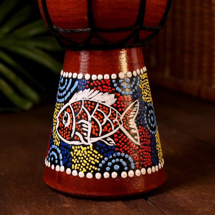 Сувенирный музыкальный инструмент «Барабан Джембе Узоры», 20×12×12 см, МИКС