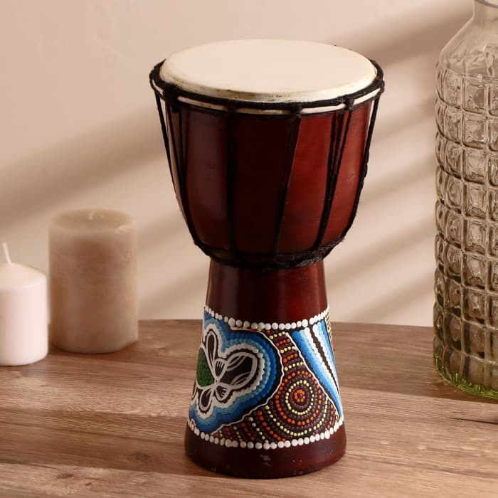 Сувенирный музыкальный инструмент «Барабан Джембе узорчатый», 30×16×16 см, МИКС