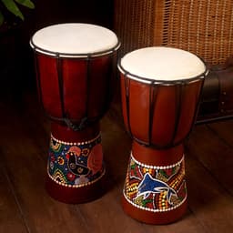 Сувенирный музыкальный инструмент «Барабан Джембе узорчатый», 30×16×16 см, МИКС