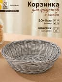 Корзинка для подачи фруктов и хлеба Доляна «Лукошко», d=20 см, пластик, плетёная, серая