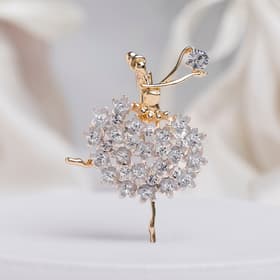 Брошь «Балерина», женственность, белая в золоте