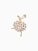 Брошь «Балерина», женственность, белая в золоте