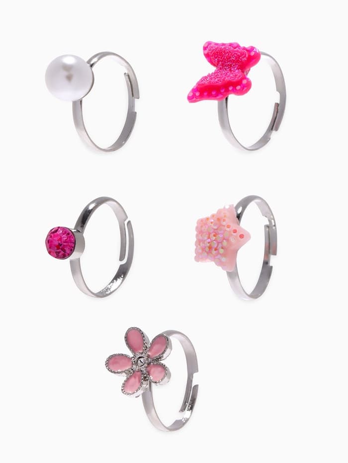 Набор детских колец «Выбражулька. Красота», 5 шт. розовый, безразмерные