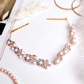 Аксессуар для волос «Моника», на невидимках, цветы с бусинами, 23 см, золото