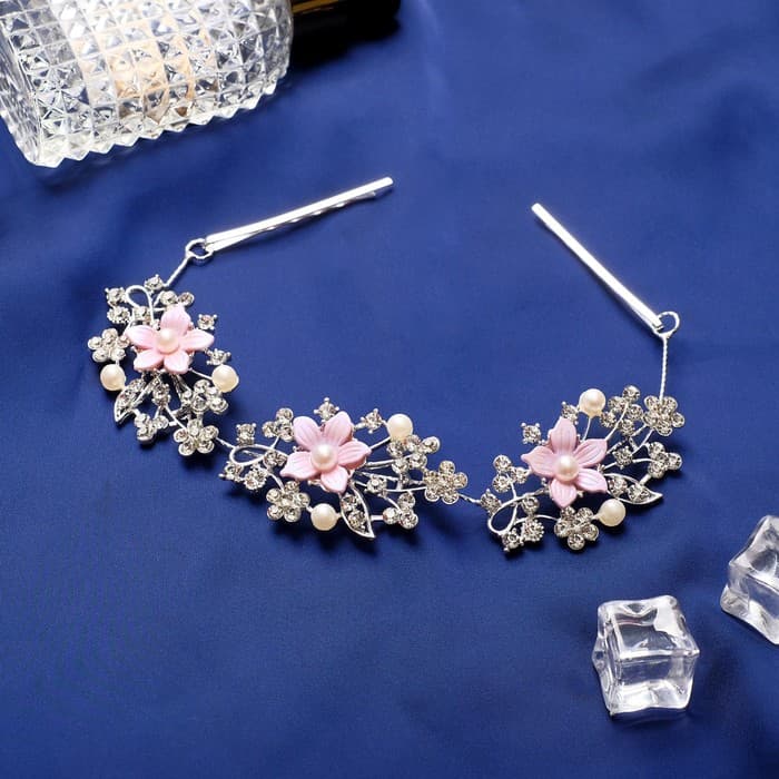 Аксессуар для волос «Моника», на невидимках, сиреневые цветы, 20 см, серебро