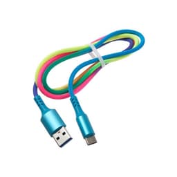 Кабель Luazon, Type-C - USB, 2 A, 1 м, оплётка нейлон, разноцветный