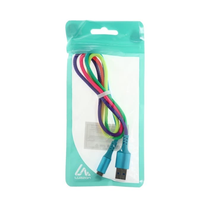 Кабель Luazon, Type-C - USB, 2 A, 1 м, оплётка нейлон, разноцветный