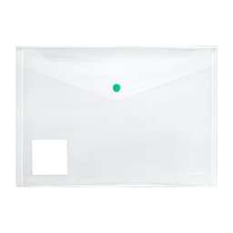 Папка-конверт на кнопке А4, 160 мкм, ErichKrause Glossy Clear, глянцевая, с цветной кнопкой, прозрачная, микс