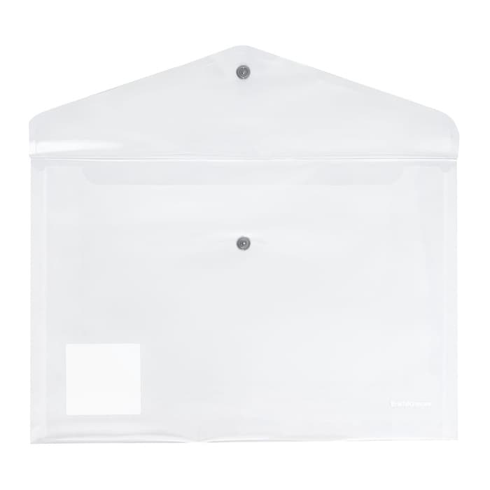 Папка-конверт на кнопке А4, 160 мкм, ErichKrause Glossy Clear, глянцевая, с цветной кнопкой, прозрачная, микс