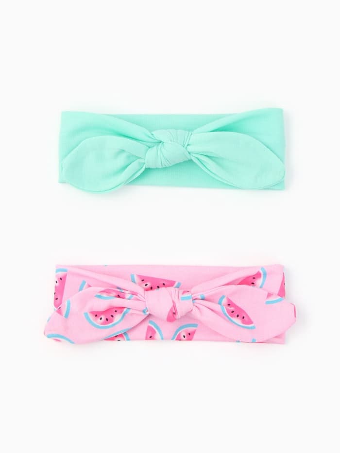 Повязки на голову для девочки «Крошка Я. Арбузик», 2 шт., размер 46-48, розовая, бирюзовая