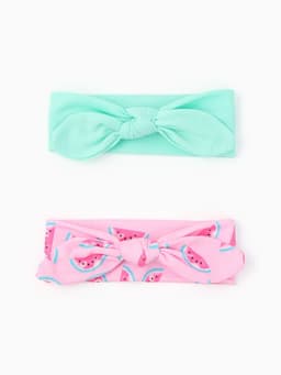 Повязки на голову для девочки «Крошка Я. Арбузик», 2 шт., размер 46-48, розовая, бирюзовая