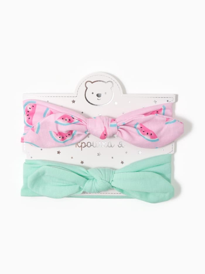 Повязки на голову для девочки «Крошка Я. Арбузик», 2 шт., размер 46-48, розовая, бирюзовая