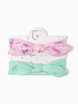 Повязки на голову для девочки «Крошка Я. Арбузик», 2 шт., размер 46-48, розовая, бирюзовая