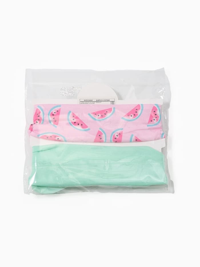Повязки на голову для девочки «Крошка Я. Арбузик», 2 шт., размер 46-48, розовая, бирюзовая
