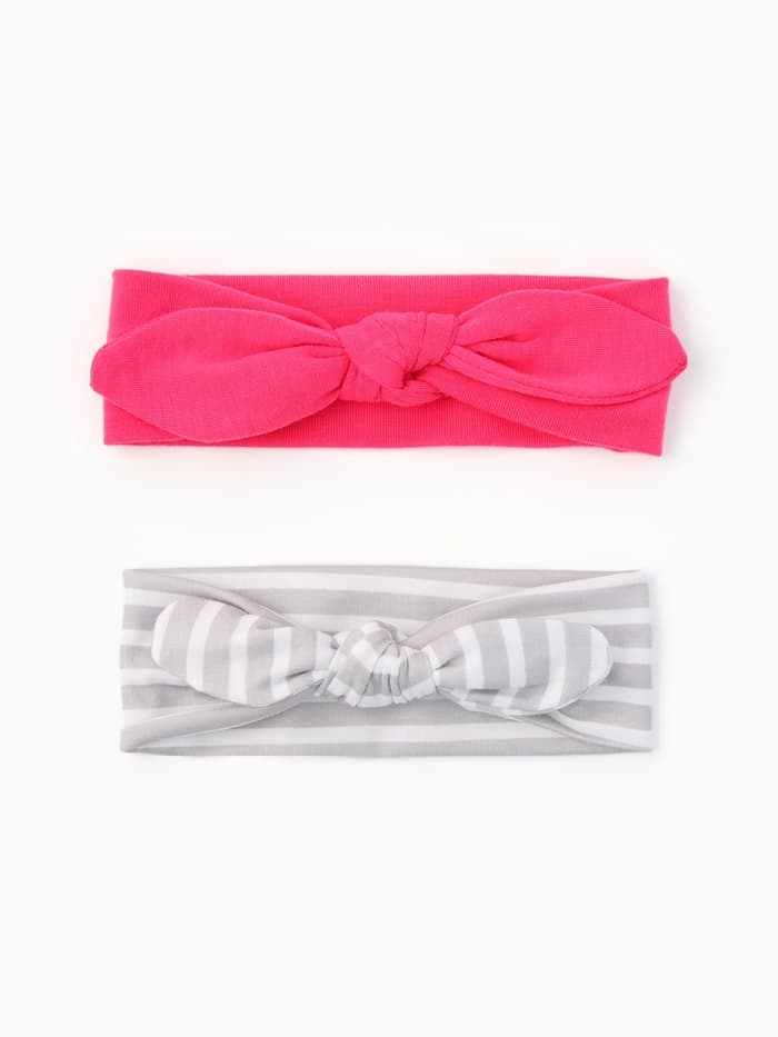 Повязки на голову для девочки «Крошка Я. Полоска», 2 шт., размер 46-48, розовая, серая