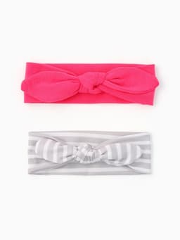 Повязки на голову для девочки «Крошка Я. Полоска», 2 шт., размер 46-48, розовая, серая