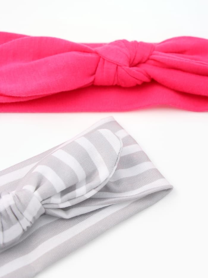 Повязки на голову для девочки «Крошка Я. Полоска», 2 шт., размер 46-48, розовая, серая