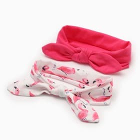 Повязки на голову для девочки «Крошка Я. Фламинго», 2 шт., размер 46-48, белая, розовая