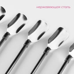 Набор ложек-трубочек барных Доляна, длина 22 см, 6 шт., нержавеющая сталь, серебристый