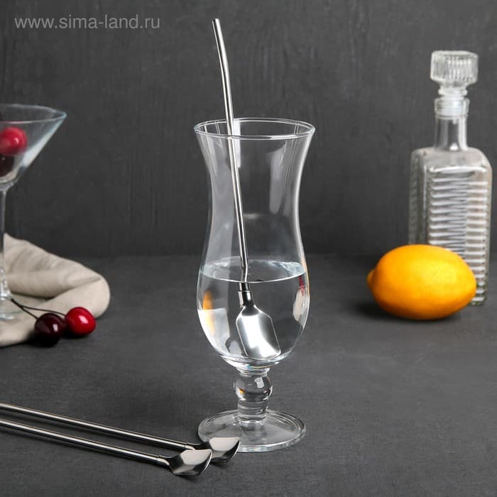 Набор ложек-трубочек барных Доляна, длина 22 см, 6 шт., нержавеющая сталь, серебристый