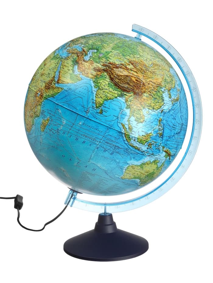 Интерактивный глобус физико-политический, диаметр 320 мм, с подсветкой