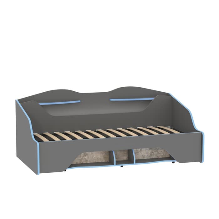 Кровать «Индиго 11.03», с подсветкой, с ортопедическим основанием, 2050×1125×831 мм, цвет тёмно-серый/графит