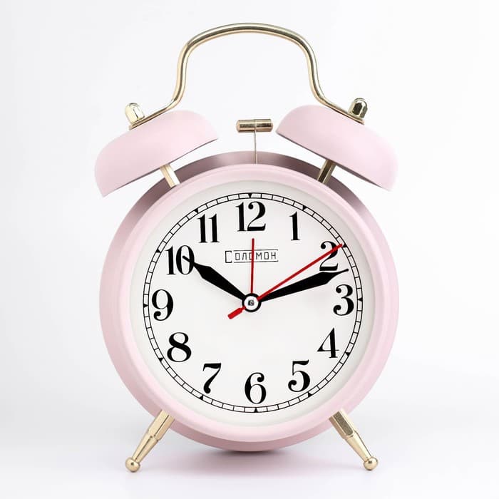 Будильник «Пеннант», дискретный ход, d=9 см, 17×11 см, от батарейки АА, розовый
