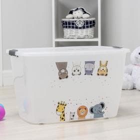 Контейнер для хранения с крышкой детский на колёсиках «Зверята», 56 л, 60×40×36 см, МИКС