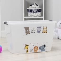 Контейнер для хранения с крышкой детский на колёсиках «Зверята», 56 л, 60×40×36 см, МИКС