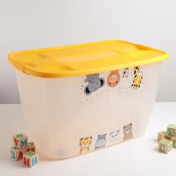 Контейнер для хранения с крышкой детский на колёсиках «Зверята», 56 л, 60×40×36 см, МИКС