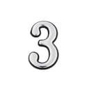 Цифра дверная 3, пластиковая, цвет хром, клеевая основа
