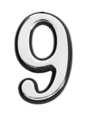 Цифра дверная 9, пластиковая, цвет хром, клеевая основа