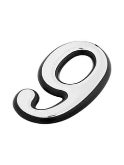 Цифра дверная 9, пластиковая, цвет хром, клеевая основа
