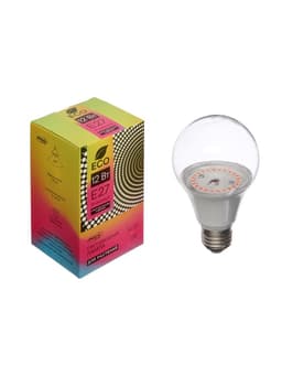 Фитолампа для растений Luazon Lighting, светодиодная, А60, E27, 12 Вт, IP44, 220 В, 270°, мультиспектральная