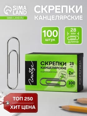 Скрепки канцелярские GLOBUS, 28 мм, 100 шт., оцинкованные