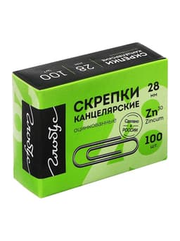 Скрепки канцелярские GLOBUS, 28 мм, 100 шт., оцинкованные
