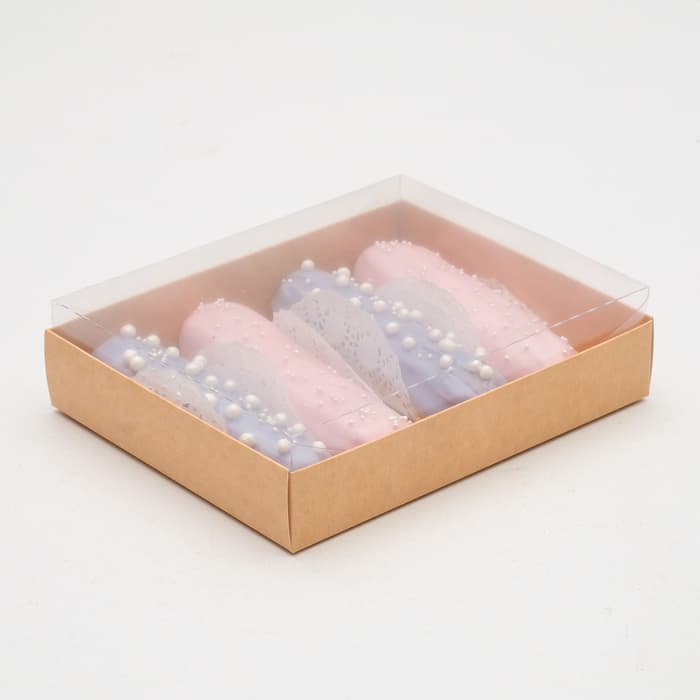 Коробка картонная с прозрачной крышкой, UPAK LAND крафт, 13×16×4 см