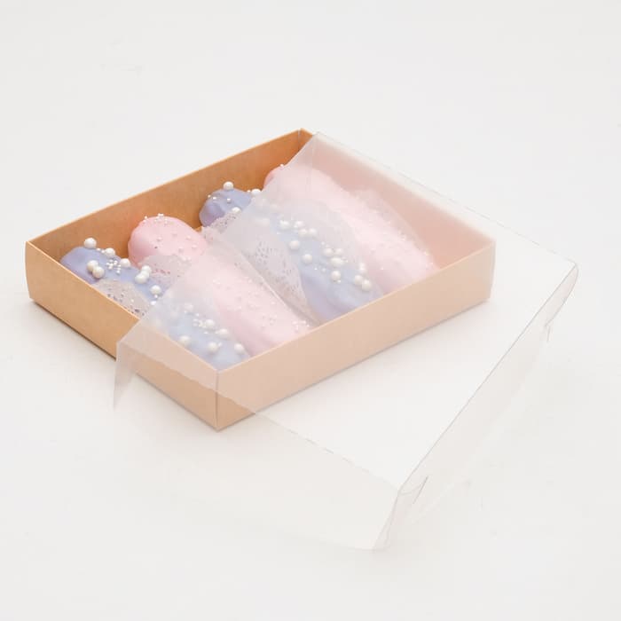 Коробка картонная с прозрачной крышкой, UPAK LAND крафт, 13×16×4 см