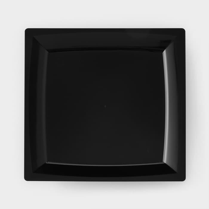 Тарелка одноразовая для фуршета, 17.2 см, пластик, квадратная, плоская, чёрная
