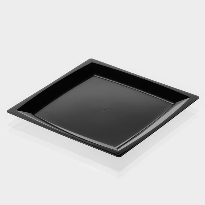 Тарелка одноразовая для фуршета, 17.2 см, пластик, квадратная, плоская, чёрная