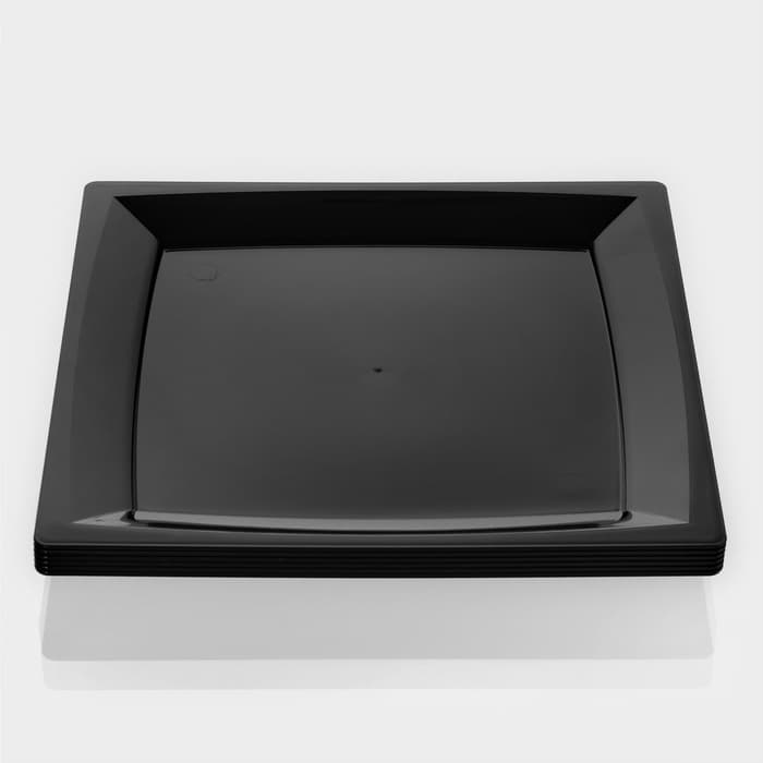 Тарелка одноразовая для фуршета, 17.2 см, пластик, квадратная, плоская, чёрная