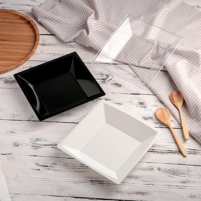 Тарелка одноразовая для фуршета, 17.2 см, пластик, квадратная, глубокая, МИКС